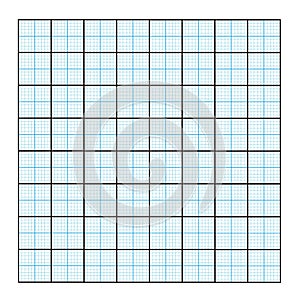Vector illustration of corner rulers from isolated on white background. Blue plotting graph paper grid. Vertical and
