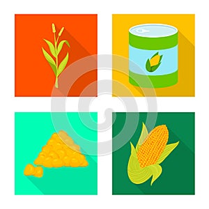Vector illustration of cornfield and vegetable logo. Set of cornfield and vegetarian stock symbol for web.
