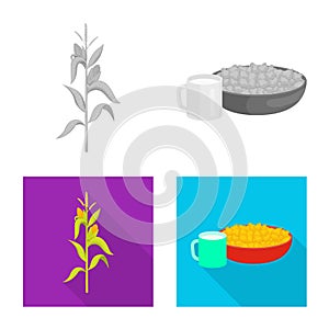 Vector design of cornfield and vegetable symbol. Collection of cornfield and vegetarian vector icon for stock.