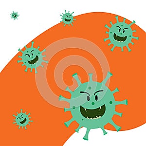 vector illustration of coronaviruses floating in the air