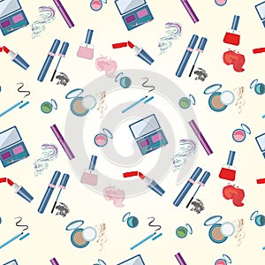 Vector illustration of cosmetics product. Seamless pattern