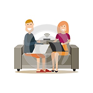 Internet people flat vector illustration