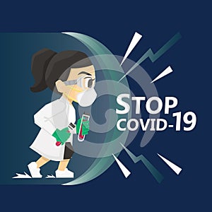 Medical team wearing protection suites fight against covid-19 virus or coronavirus. Character photo