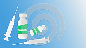 Vector illustration of covishield coronavirus vaccine and syringe, vaccination and treatment campaign.