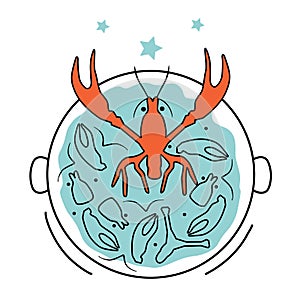 Vector illustration of crabs in a bucket. Psychological concept Crab mentality photo