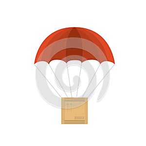 Vector illustration of crate with red parachute