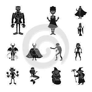 Vector illustration of creature and devilry icon. Set of creature and halloween stock vector illustration.