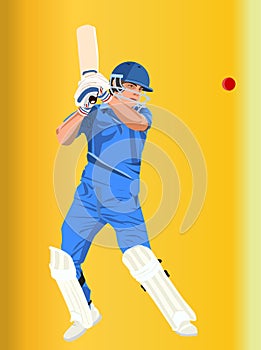 Vector illustration of cricket batsman facing bouncer delivery