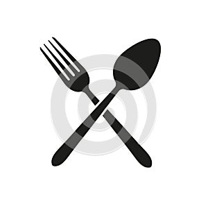 Vector illustration of crossed fork and spoon. Isolated.