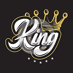 Vector illustration with crown and calligraphic inscription King photo