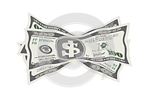 Vector illustration of crumpled dollar bills on white background.