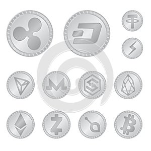 Vector illustration of cryptography and finance symbol. Set of cryptography and e-business vector icon for stock.