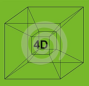 vector drawing square cube box 4D fourth dimension concept photo