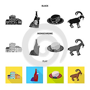 Vector illustration of culture and sightseeing icon. Set of culture and originality stock vector illustration.