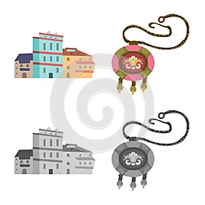 Vector illustration of culture and sightseeing icon. Set of culture and originality stock vector illustration.