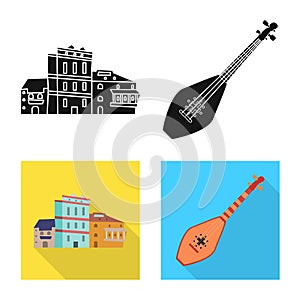 Vector illustration of culture and sightseeing icon. Set of culture and originality stock vector illustration.