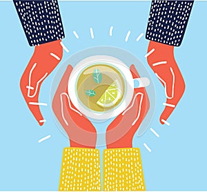 Top view Tea and Coffee Lovers