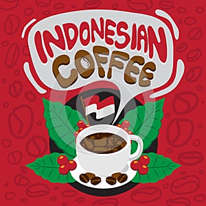 Vector Illustration cup of Indonesian Coffee poster