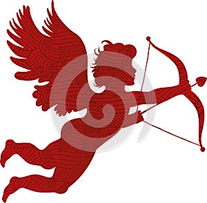 Cupid silhouette in classic style with texture.