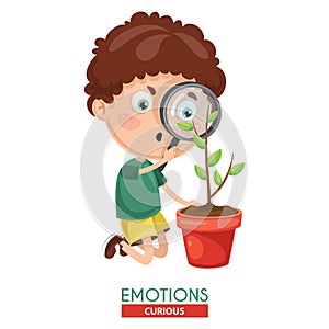 Vector Illustration Of Curious Kid Emotion