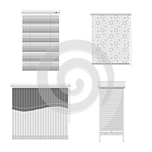 Vector illustration of curtain and interior symbol. Collection of curtain and louvres stock vector illustration. photo
