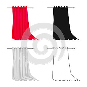 Vector illustration of curtain and silk icon. Collection of curtain and drape vector icon for stock.