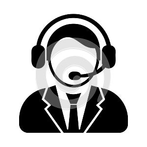 Business Customer Support Headset Icon Vector