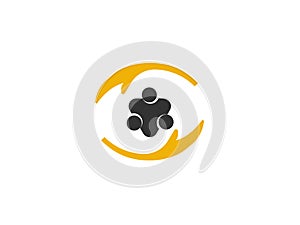 Vector Illustration of Customer Team Care Icon - Customer Caring Logo template