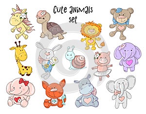 Vector illustration of cute animals set