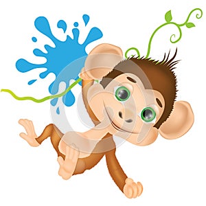 Vector illustration with cute baby monkey