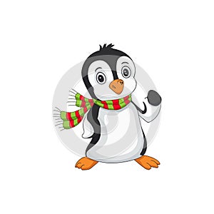 Vector illustration of cute baby penguin cartoon isolated on white background