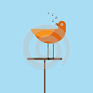 Vector illustration of cute bird singing