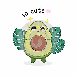 Vector illustration of cute cartoon avocado