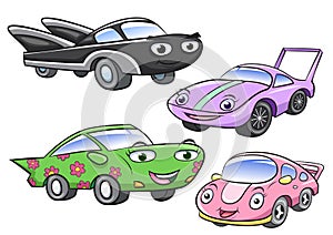 Vector illustration of cute cartoon car characters