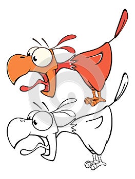 Vector Illustration of a Cute Cartoon Character Bird for you Design and Computer Game. Coloring Book