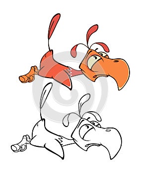 Vector Illustration of a Cute Cartoon Character Bird for you Design and Computer Game. Coloring Book