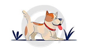 Vector illustration. Cute cartoon vector puppy dog