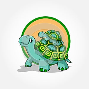 Vector illustration of a cute cartoon turtles