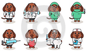 Vector illustration of Cute Character Cartoon of Dog Doctor.