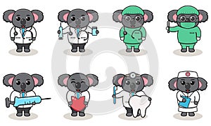 Vector illustration of Cute Character Cartoon of Koala Doctor.