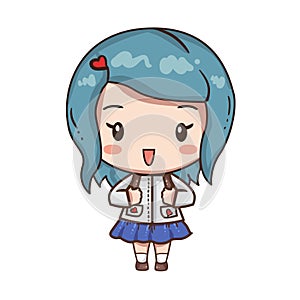 Vector illustration of cute chibi character isolated on white background.