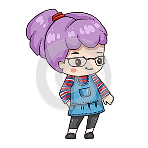 Vector illustration of cute chibi character isolated on white background.