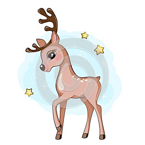 vector illustration of cute Christmas reindeer.