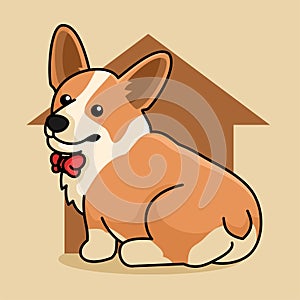 vector illustration of cute dog sitting