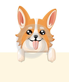 Vector illustration of cute dog Welsh Corgi. Nice puppy for greeting card, pet shop or veterinary clinics. Dog Welsh Corgi standin