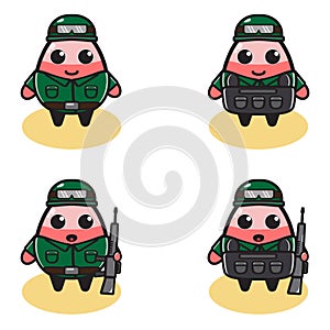 Vector illustration of cute Egg Soldier cartoon set.