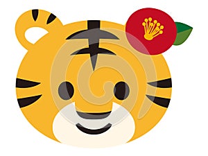 Vector illustration of a cute female tiger face