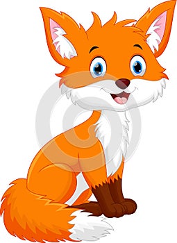 Vector illustration of cute fox cartoon photo