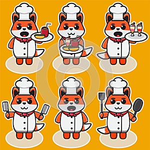 Vector illustration of cute Fox Chef cartoon.