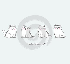 Vector illustration of cute funny cartoon cats